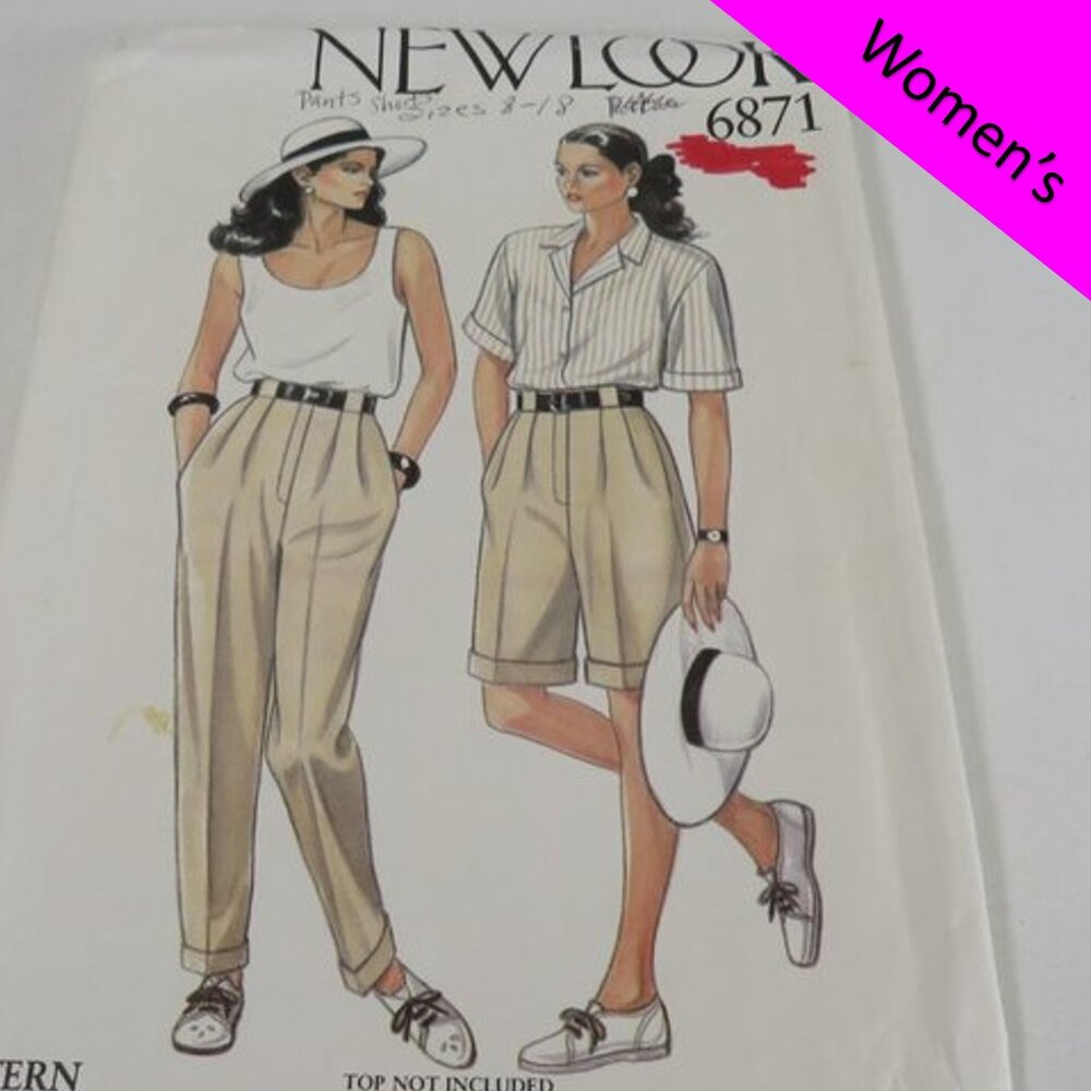 New Look 6871 sewing pattern Pants, Shorts size 8-10 (complete)